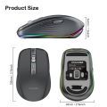 (New)Fmouse M303 2400DPI Bluetooth&2.4G Dual Modes Rechargeable RGB Mouse(Gray).