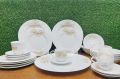32 pieces dinner set Golden Sing for gift and home decoration. Ceramic Daining Set White Round.. 