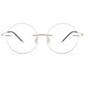 Lightweight Titanium Alloy Rimless Round Glasses for Men and Women Circle Optical Prescription Eyeglasses Frame oculos de grau. 