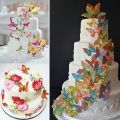 20pcs 3D Mixed Butterfly Edible Glutinous Wafer Rice Paper butterfly Cake Cupcake Toppers Wedding Birthday party Cake Decoration. 