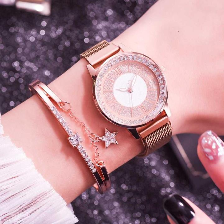 2pcs%20Set%20Luxury%20Women%20Watches%20Magnetic%20Rhinestone%20Female%20Clock%20Quartz%20Wristwatch%20Fashion%20Ladies%20Wrist%20Watch%20Relogio%20Feminino%20-%20Image%204