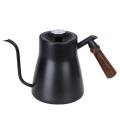 Hand Drip Coffee Maker PTFE Coat Wooden Handle Pour Over Coffee Pot Kettle with Thermometer. 