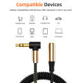 Audio Cable 3.5mm Elbow Spring Retractable Extension Cord Audio Cable Suitable For Mobile Computer Speakers.