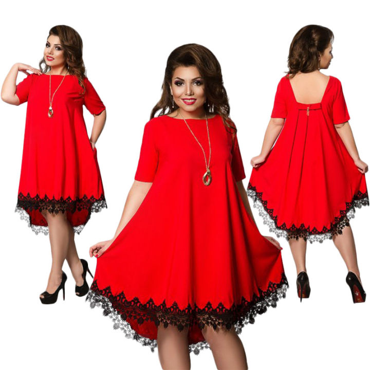 AliExpress%20ebay%20amazon%20lace%20panels%20big%20swing%20plus%20size%20women's%20dress%20-%20Image%203