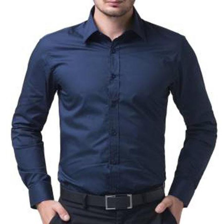 Navy Blue Cotton Formal Shirt for Men
