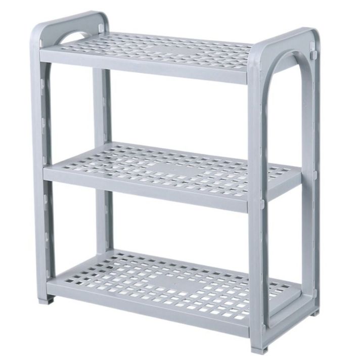 Storing Blue/Pink/White Three-Layer Storage Rack Adjustable Multifunctional Plastic Desk Shelves Hollow Assembled Stationery