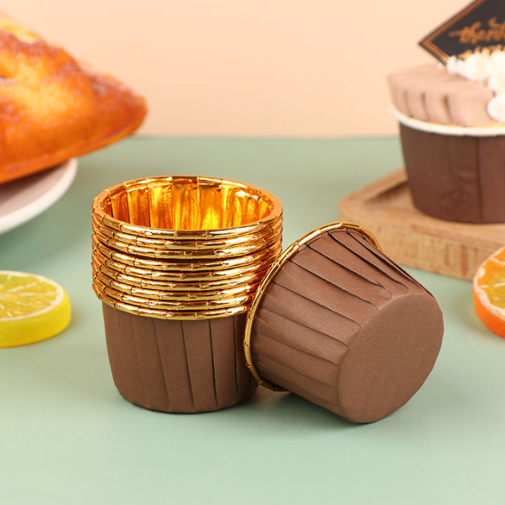 10Pcs Aluminium Foil Muffin Cupcake Liner Cake Wrappers Baking Cup Tray Case Cake Paper Cups Pastry Tools Party Supplies