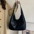 Women Hobo Bag Simple PU Leather Solid Shoulder Bag 2023 Fashion Large Capacity Handbag For School Work.