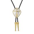 Gold Romen shield cross pattrn bolo tie for man Indian cowboy western cowgirl leather rope zinc alloy necktie.