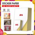 Printable Inject Sticker paper Matte, Glossy & Kraft A6 | 90gsm. 