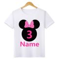 Boys/Girls Birthday Numbers Bow Cartoon Print T Shirt Kids Short Tops Children Design Your Name and number Cute T-Shirt,ooo3055. 