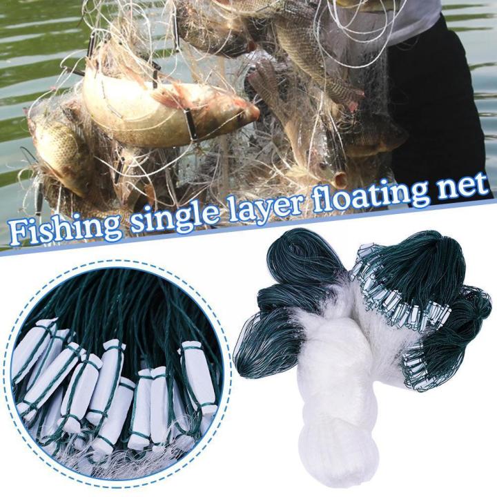 Fishing Mesh Net 25/20/16M Single Layers Monofilament Fish Fishing Equipment With Net Gill Tackle Net Fishing Float X0P1