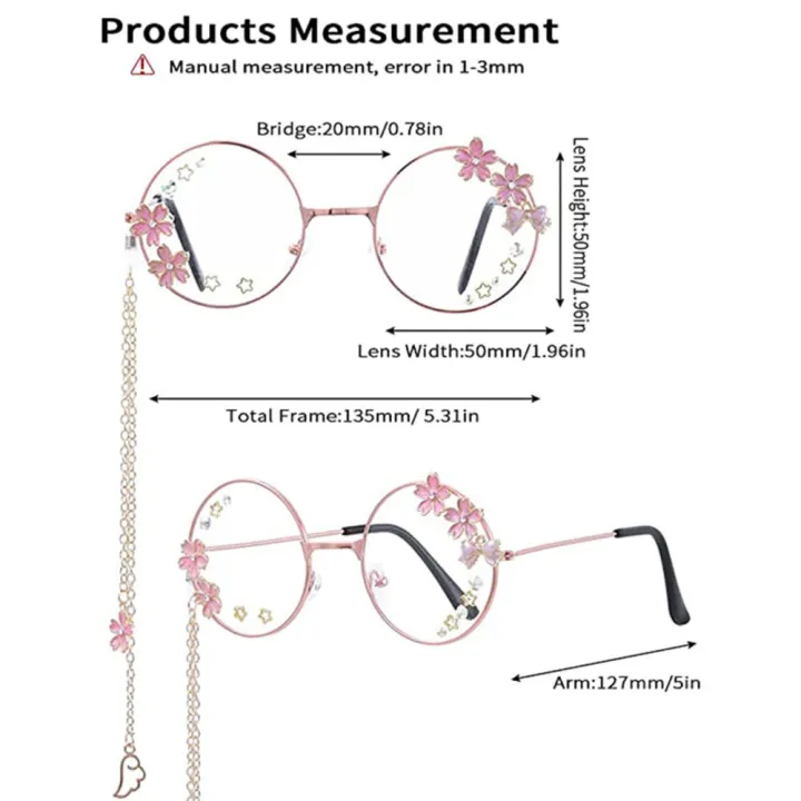 Eyeglasses%20Retro%20Round%20Glasses%20Lens%20for%20Men%20Women%20Metal%20Frame%20Kawaii%20Glasses%20With%20Chain%20Cosplay%20Cute%20Sakura%20-%20Image%205