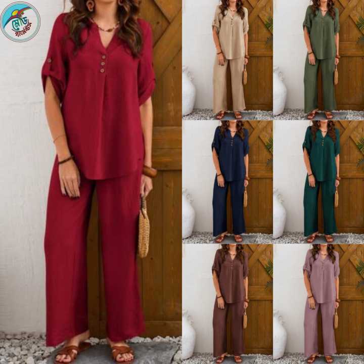 Comfortably Fit & Stylish: Women’s Short Sleeve Top and Long Pants for Daily Wear