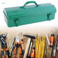 Metal Tool Box with Lock Latch Green Tool Organizer for Garage Home Workshop 42cmx12cmx15.5cm.