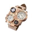 Men Chic Dual Movement Quartz Waterproof Outdoor Thermometer Compass Wrist Watch. 