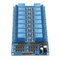 Relay module board 16-channel 12V relay interface control card with optocoupler protection. 
