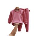New children's autumn clothes and pants underwear set for middle and big children solid color velvet autumn clothes and autumn pants for men and women Bao autumn clothes set. 