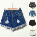 Summer Casual Summer Denim Women Shorts High Waist Fur-lined Leg-openings Plus Sizes S- Short Jeans. 