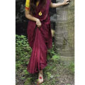 Trendy Collection with Elegant Style Maroon Colour Flat Muslin Than Saree for Women - Comfortable and Suitable for All Seasons.