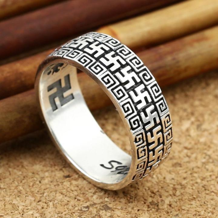 2022 Trendy 100% S925 Ssilver Jewelry Retro Chinese Buddhism Swastika ...