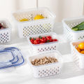 Kitchen Refrigerator Storage Box Sealed Food Organizer Ginger Garlic Onion Container with Removable Drain Plate.