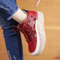 Authentic Leather Hollow out High-Top Flat Casual Sneakers Thick Bottom Wear-Resistant Soft Bottom White Shoes Summer Sandal Boots Breathable.