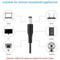 DC Power Cord USB to 5.5X2.1 Multifunctional Dc Interchangeable Plug. 