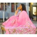 Exclusive Designer Hand Print Half Silk Saree for women.