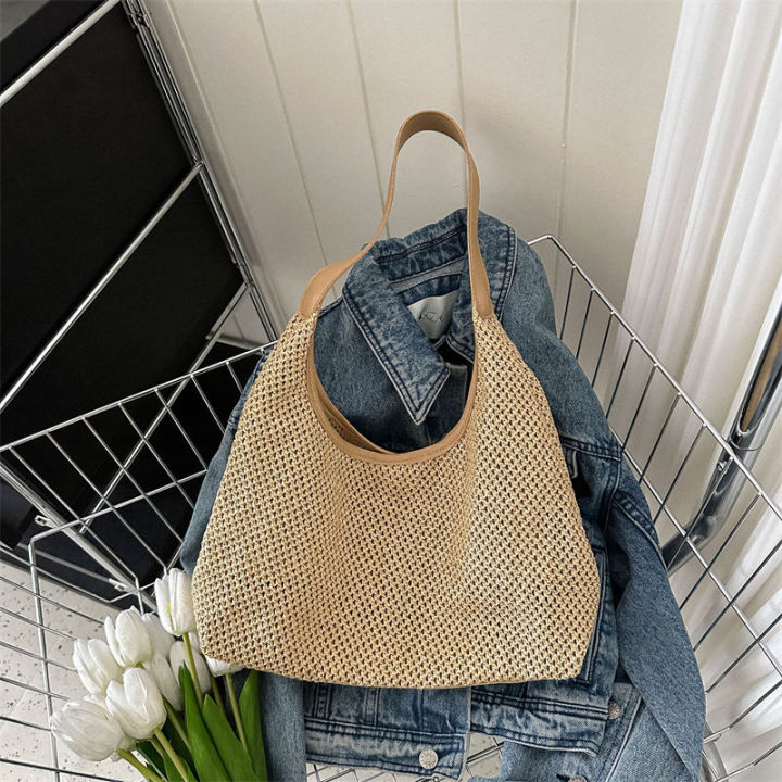 Woven%20Bag%20Women's%20Summer%20New%20Fashion%20Retro%20Tote%20Bag%20Versatile%20Large%20Capacity%20Shoulder%20Bag%20Straw%20Bag%20-%20Image%208