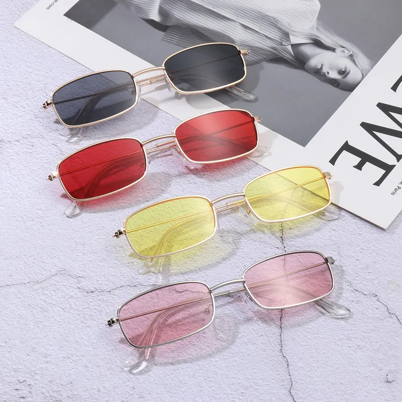 Fashion Vintage Small Rectangle Metal Frame Sunglasses Retro