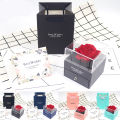 Rotating Rose Gift Box Valentine's Day Marriage Proposal Ring Box Acrylic Flower Gift Packaging Box Necklace Jewelry Case 1Set.