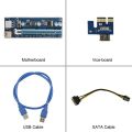 PCIE Riser 1X to 16X Powered Riser Adapter Card ,60cm USB 3.0 Extension Cable, 6 Pin SATA Power Cable - 6 Pack. 