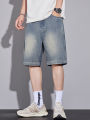 New in Men's Baggy Denim Shorts Starry Sky Fabric Soft Straight Vintage Casual Fashion Wide Short Jeans Streetwear. 