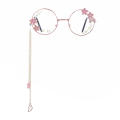 Eyeglasses Retro Round Glasses Lens for Men Women Metal Frame Kawaii Glasses With Chain Cosplay Cute Sakura.