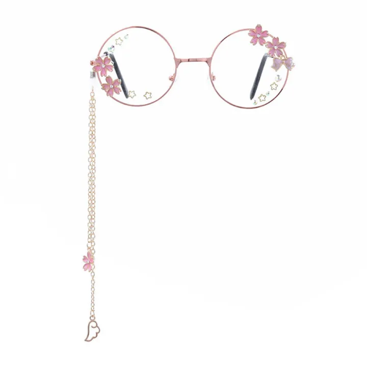 Eyeglasses%20Retro%20Round%20Glasses%20Lens%20for%20Men%20Women%20Metal%20Frame%20Kawaii%20Glasses%20With%20Chain%20Cosplay%20Cute%20Sakura%20-%20Image%207