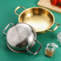Korean stainless steel seafood dry double ear golden Lamian Noodles soup instant noodle flat bottom mini hot pot. 