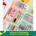 Macaron Color 6 pes set  Cartoon 0.5mm Black ink Pen School Student Writing Exam  Push Type. 