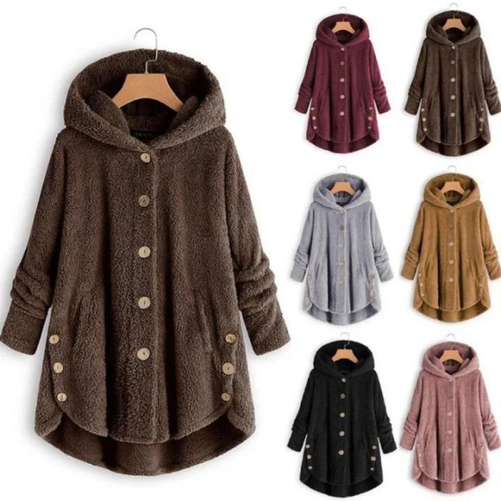 Autumn Winter Coat Women Warm Teddy Bear Coat Wool Jacket Female Plush Coat Hooded Jacket New Women's Coats Solid Color Jacket Hickeys Miees