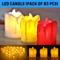 Smokeless LED Candles for Party Decor- (Pack of 3 Pcs).
