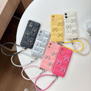 Bilashmart 【Get One Free Bracelet】Olige Case For Motorola Moto G13 G22 E22 G23 G32 G34 G52 G53 G54 G62 G73 G82 G84 Moto Edge 30 40 Pro G Play New high-class sense of down three-dimensional bow phone case back cover