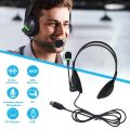3.5mm/USB Wired HD Voice Business Headphones With Microphone Noise Cancelling Adjustable Office Headset For PC/Laptop. 