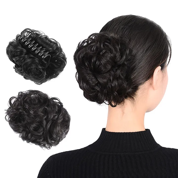 Flower%20Bud%20Head%20Wig%20Claw%20Clip%20In%20Hairpiece%20For%20Women%20Messy%20Curly%20Short%20Synthetic%20Hair%20Extension%20Chignon%20Donut%20Roller%20Demoo%20-%20Image%205