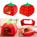 Soft Strawberry Pet Dog Cat House Kennel Foldable Winter Warm Cushion Animal Bed Dogs And Cats Products (Size: M), 36cm x 36cm. 