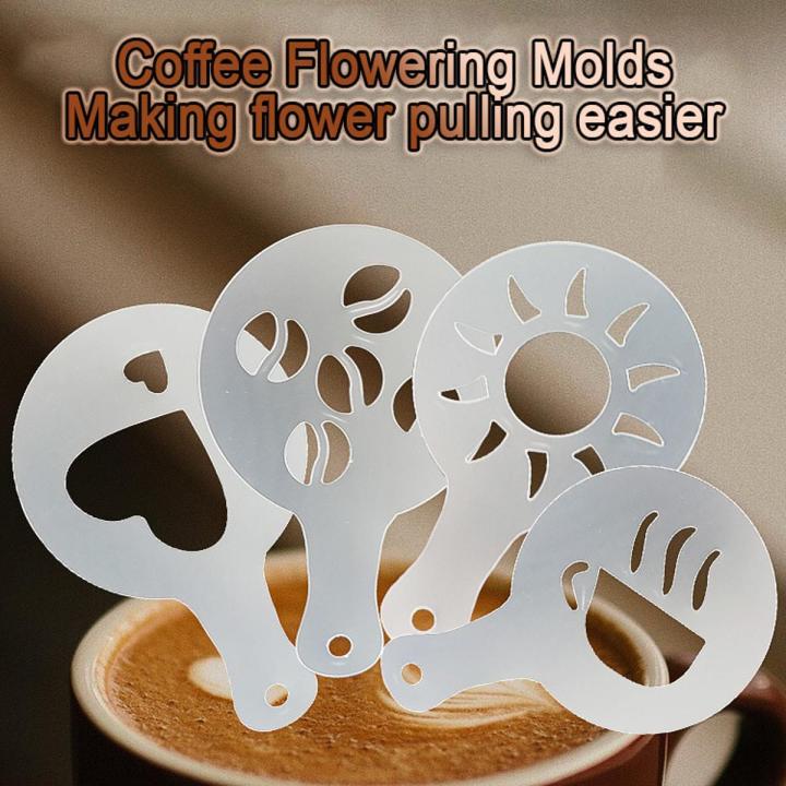 16 Pcs/Set Mixed Style Cappuccino Iatte Mold Duster Cake Mold Spray, Coffee Iatte Mold Coffee Decor Coffee Accessories