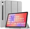 Case for Samsung Galaxy Tab S10 FE / S9 FE / S9 / S8 /S7 10.9-Inch with S Pen Holder, Soft TPU Tri-Fold Stand Protective Tablet Cover, Support S Pen Charging, Auto Wake/Sleep (BLack-Blue).
