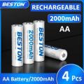 Beston AAA/AA 400mAh 4PCS Lithium Rechargeable Battery 1.5V (Type-C Port). 