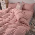 Cream Style Solid Pink Bedding Set Twin Full Queen King Size Bed Linen Girls Adults 180x220cm Bed Flat Sheet Pillowcase Kawaii. 