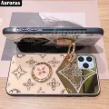 For Samsung Galaxy A35 A55 Phone Case Fashion Diamond Mirror Cover Luxury Clover with Kickstand Bracket Lanyard for Galaxy A35 A55 Cover Casing HP. 
