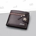 Men's Wallet Retro Woven Pattern PU Leather Men's Short Wallet Multi-Card Wallet Luxury Wallet Zipper Fashion Purse for Men.